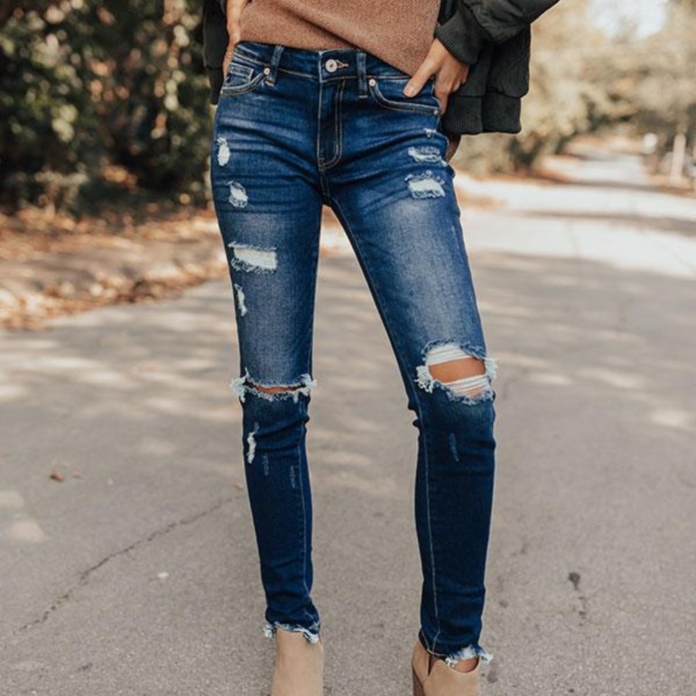 🔥HP!🔥 Opal Mid-Rise Super Skinny Distressed Jeans